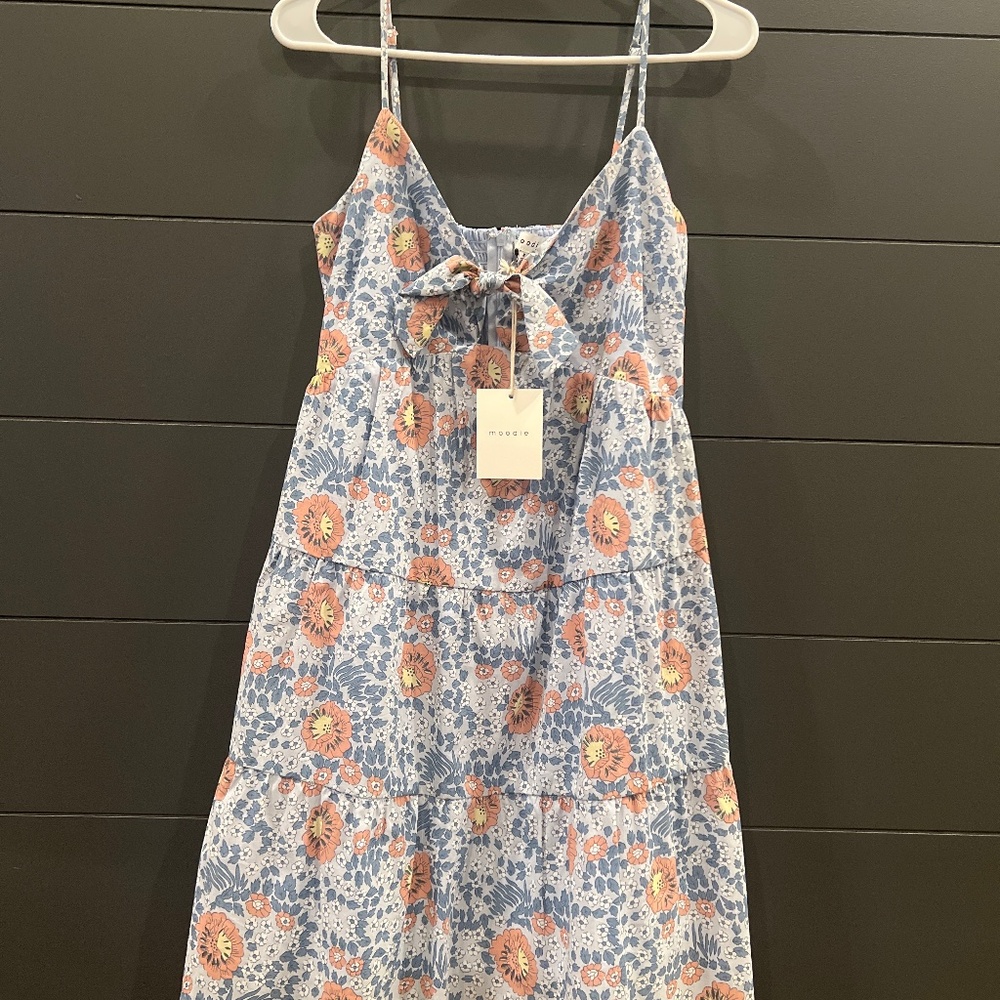 Moodie front tie mini dress
